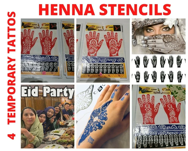 REUSABLE INDIA/ARABIC HENNA Temporary Tattoo Stencils Hand Mehndi