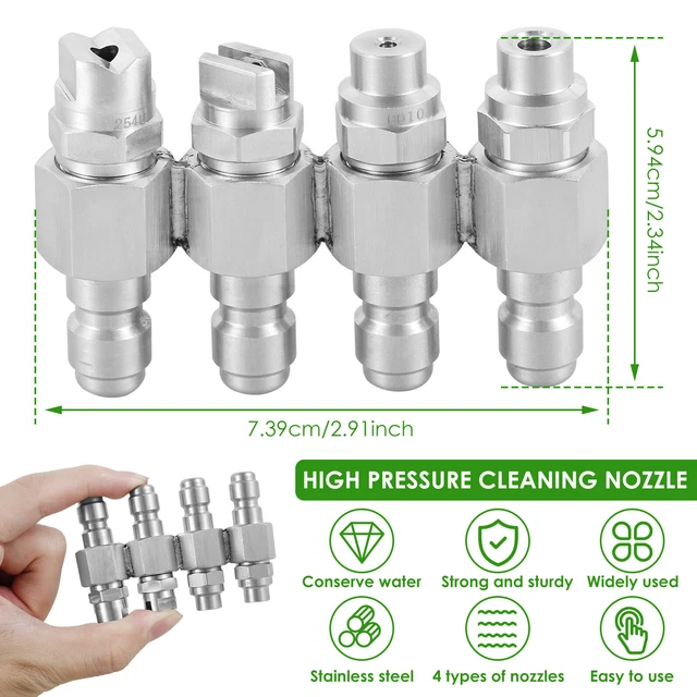 4 WAY J Rod Pressure Washer Nozzle Stainless Steel 1/4inch Jrod Tip