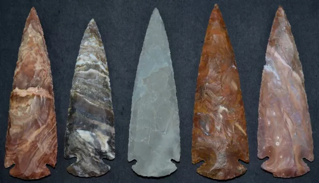 ** 5" Flint Spearhead Arrowhead Ohio Collection Project Point Knife Blade **
