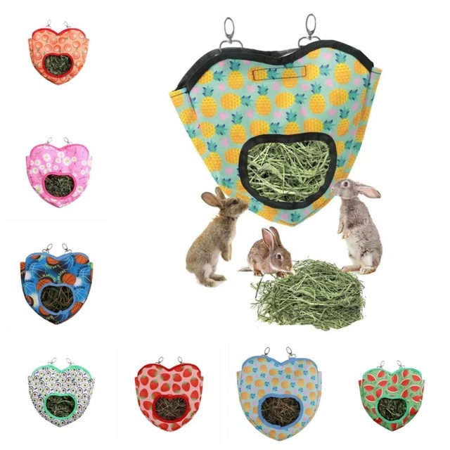 Capacity Heart-Shape Hay Bag Hanging Feeding Dispenser Container  Rabbit