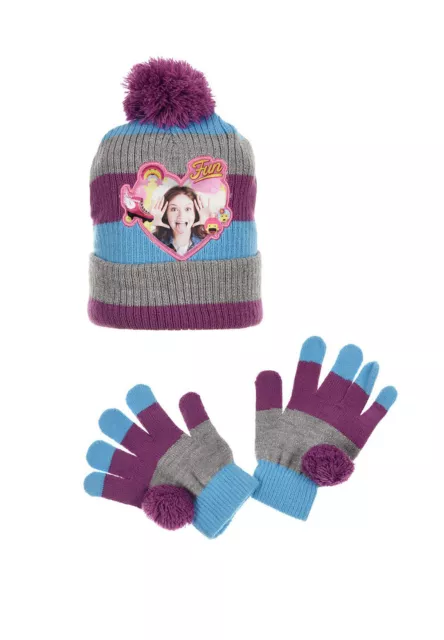 Disney Soy Luna Kinder Winter-Set 2-tlg. Winter-Mütze Bommel-Mütze & Handschuhe