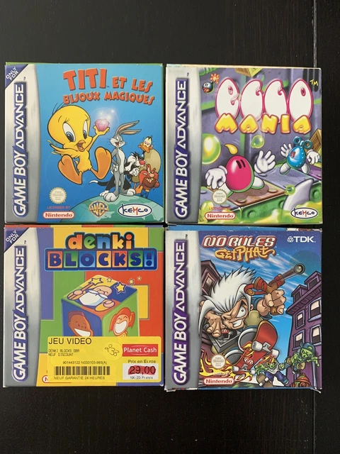 Lot 4 jeux GBA Game Boy Advance Complet Boite Titi Eggo Mania Nintendo Denki DS