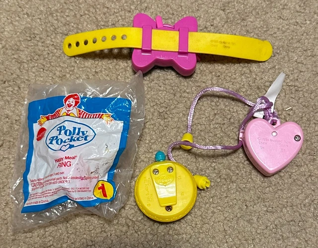 4 McDonald’s Happy Meal 1994 Polly Pocket Locket Watch Bracelet Ring