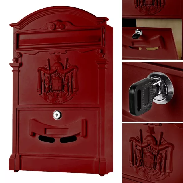 Briefkasten Wandbriefkasten Postkasten Mailbox Nostalgie Rot Design Wandmontage