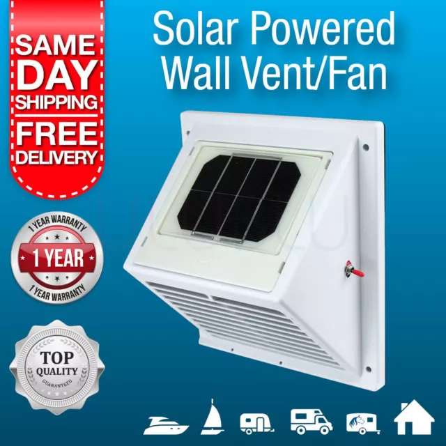 Solar Powered Exhaust Fan, Wall Vent, Solar Air Extraction Vent for Boat, Home