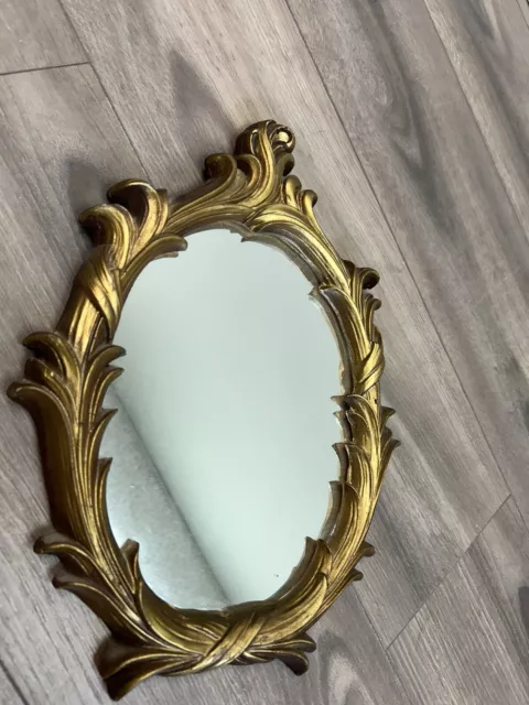 Vintage Turner Ornate Oval Mirror Hollywood Regency  Gold Gilt Baroque