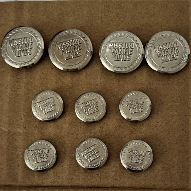 Missouri Pacific Lines Uniform Buttons Complete Set 4-1"  6-5/8"