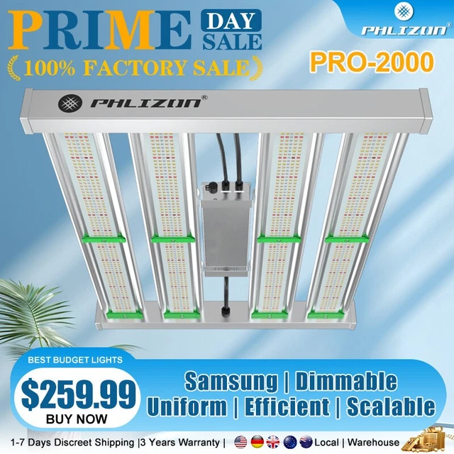 PHLIZON PRO 2000W Samsung LED Grow Light Vollspektrum für 1-3 ...