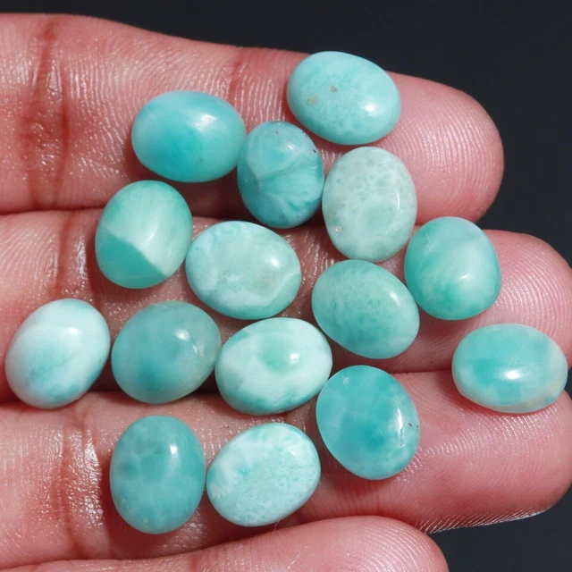 Naturel Larimar Cabochon Pierre Précieuse 10x8 mm Forme Ovale Dos Plat...