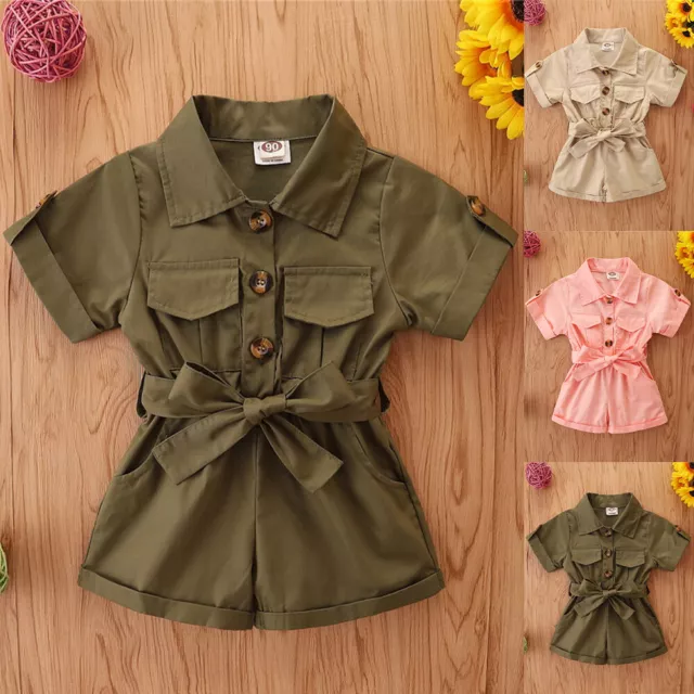 Toddler Kids Girls Short Sleeve Jumpsuit Romper Shorts Summer Playsuit Outfits