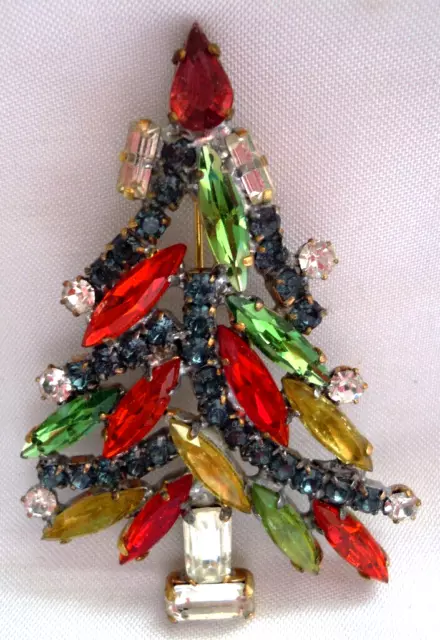 Strass Brosche --- Weihnachten- Weihnachtsbaum-  W 174  Gablonz/Böhmen