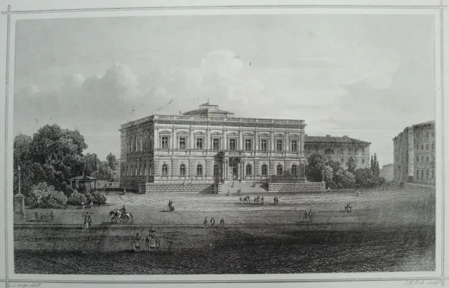 Das Neue Museum Leipzig Ansicht Stahlstich 1850 Sachsen