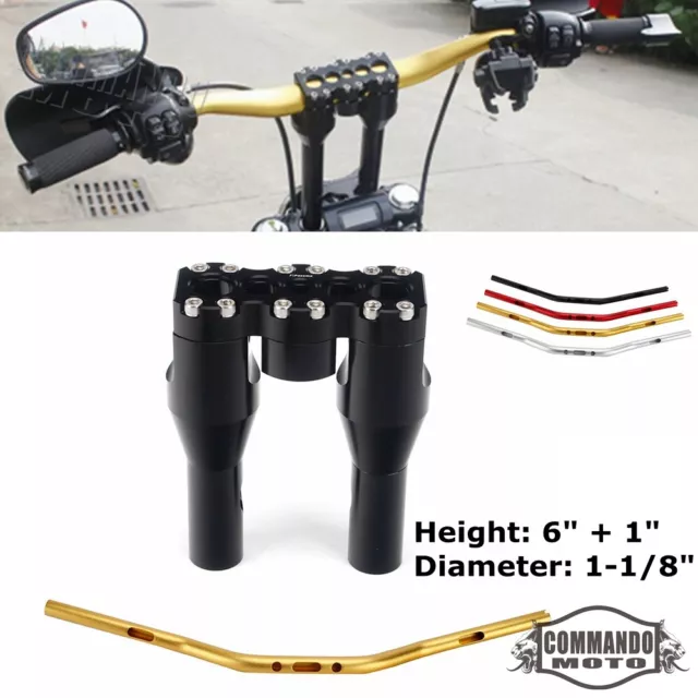 Club Style 1-1/8" Handlebar & Handlebar Riser For Harley Dyna Softail Sportster