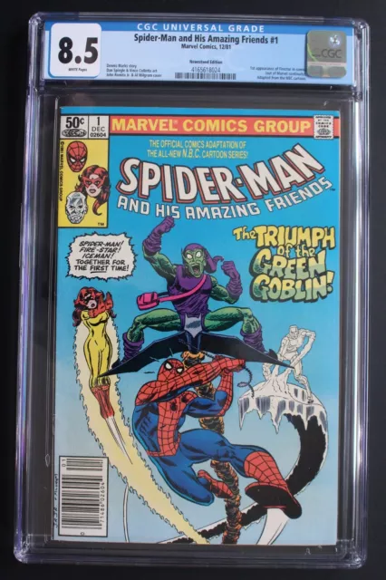 SPIDER-MAN & HIS AMAZING FRIENDS #1 Ice Man FIRE-STAR Goblin 1981 MOVIE CGC 8.5