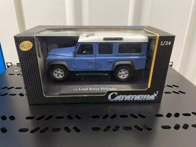 Land Rover Defender 300TDi 110 Blue TDi TD5 White Roof 1:24 Scale Diecast Model