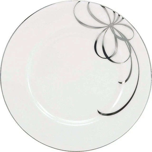 Kate Spade Belle Boulevard Dinner Plate 10.75" Platinum Bow Lenox New