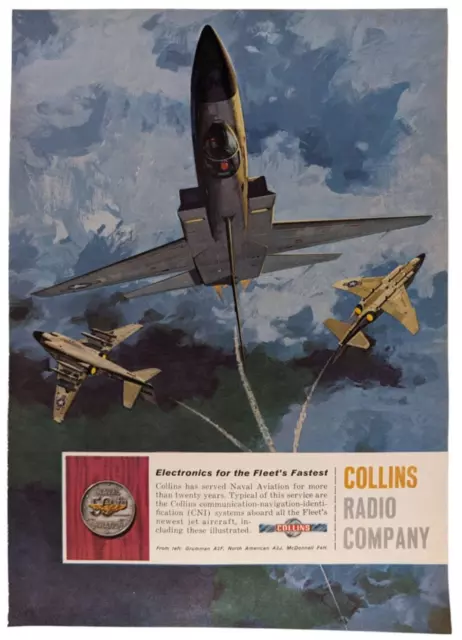 Collins Radio Co Grumman A2F North American A3J F4H 1961 Business Week Ad ~8x11"
