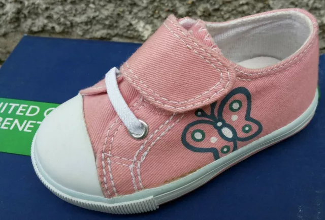 Scarpa Scarpe Rosa Da Bambina Neonato Farfalla Sneaker Velcro Benetton N.20