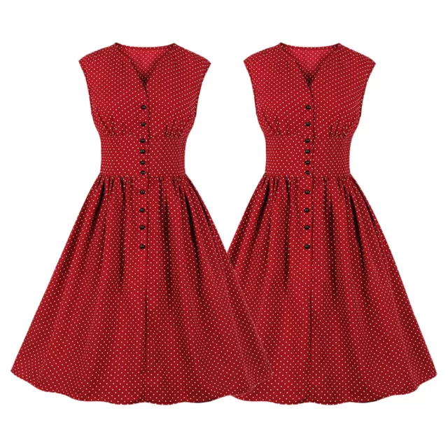 40s 50s Vintage Polka Dot Rockabilly Ladies Dress Party Swing Hepburn Dresses