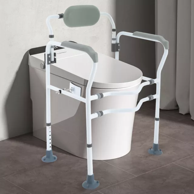 Steel Safety Toilet Rail w/ Created Fixable Clamp Adjustable Handicap Frame New