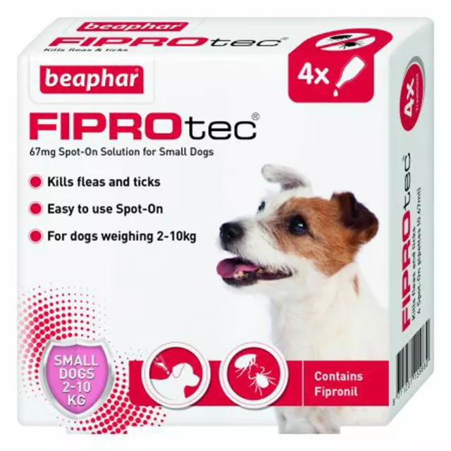 Beaphar Fiprotec Flea Tick Removal Prevent Spot On Small Dog 2kg-10kg 4 Pack