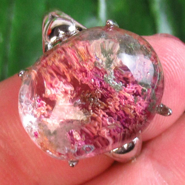 Copper Wrapped Purple Phantom Quartz Oval Adjustable Ring Pendant L38984