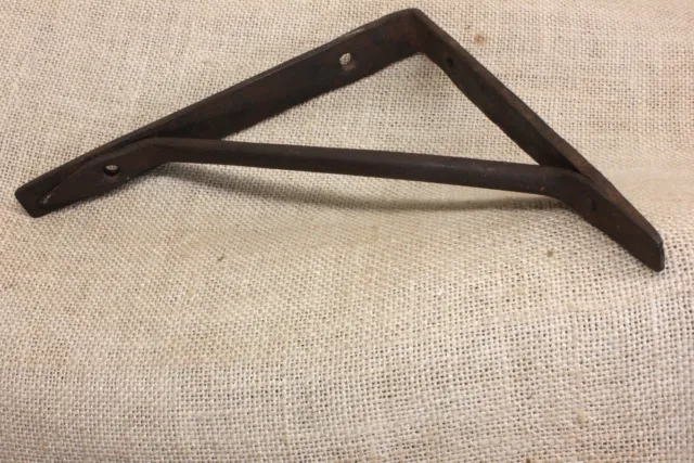 Old Shelf Bracket Support Rat Tail Heart Tip Wrought Iron Vintage 7 1/4 X 6 3/4" 2