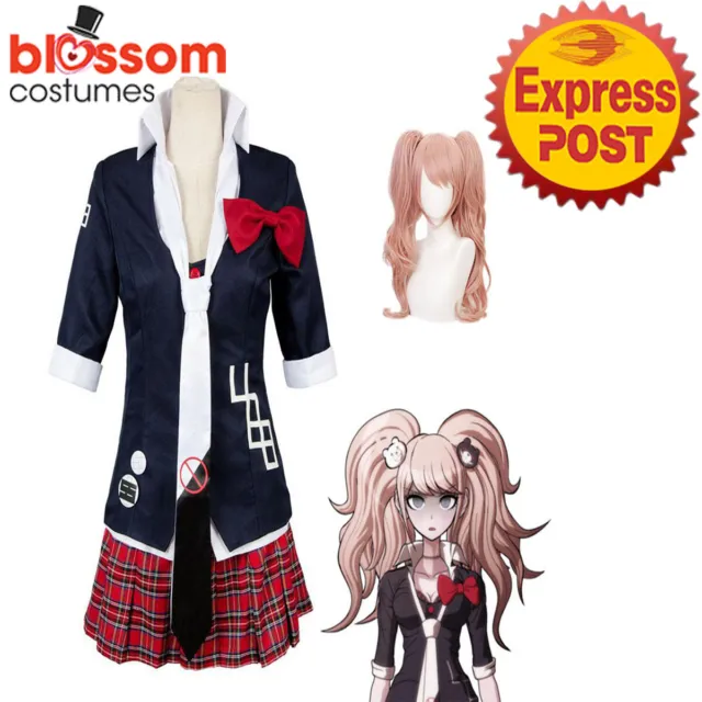 N160 Dangan Ronpa Danganronpa Junko Enoshima School Costume Tartan Cosplay Wig