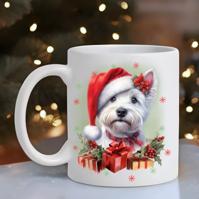 Pet Dog Mug, Christmas West Highland White Terrier Westie - Ideal Christmas Gift