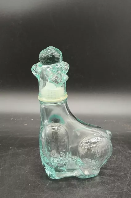 Empoli Art Glass  7" Aquamarine Poodle Dog DECANTER Stopper Genie Bottle Italy
