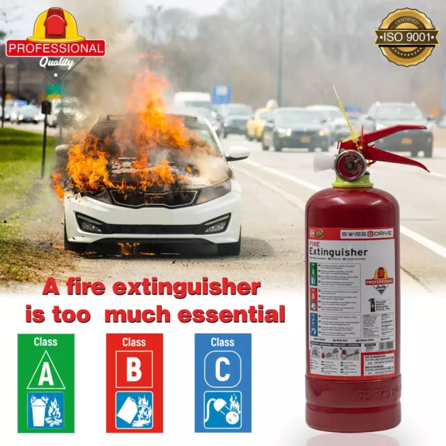 Fire Extinguisher Rechargeable Home Kitchen Car 1 Kg 2.2 lbs Portable ABC Class 2