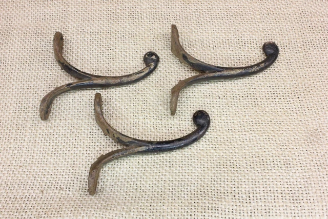 3 Old Single Coat Hooks School Farmhouse Rustic Paint 1850’s Vintage 2 1/2" 3