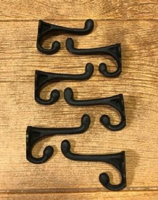 Cast Iron Black Double Acorn Wall Hooks 3" Deep 2" tall (Set of Twelve) 531705B