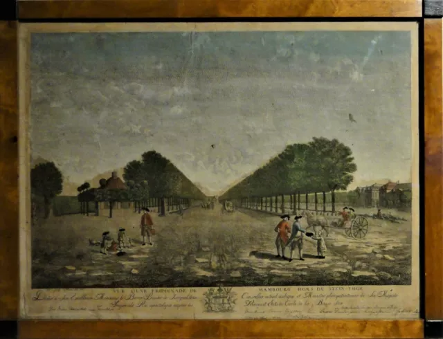 J.de Foisse Promenade Hamburg Stein-Thor, kolor. Kupferstich 1785 für Guckkästen 2