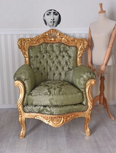 Fauteuil baroque gris satiné - Meubles baroques