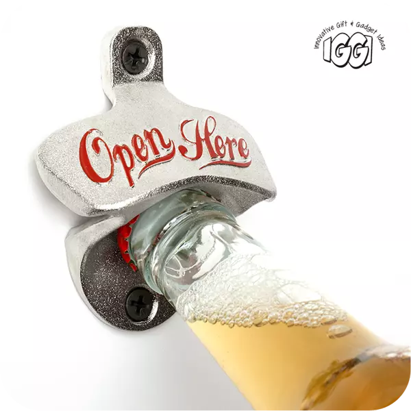 Retro Cast Iron Metal Wall Mounted Vintage Silver Beer Lager Bar Bottle Opener