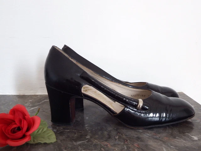 Escarpins Vintage Noir Line Setter Taille 37 - Talon Aiguille Haut, Cuir, Années 1980, Neuf Sans Boîte