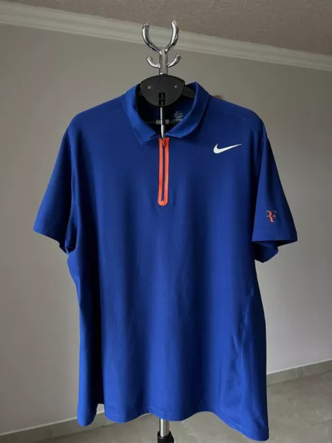 Rf Roger Federer 2013 Indian Wells Miami Premier Tennis Shirt Nike Blue Mens Xxl