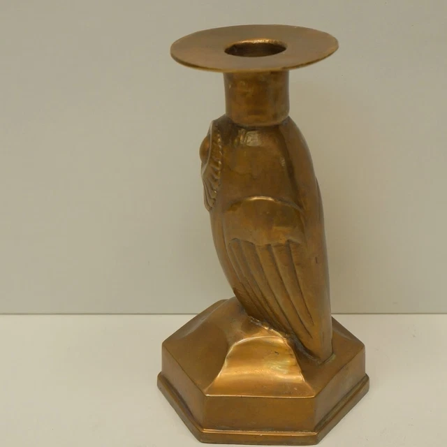 Candelero Búho Búho Pájaro Fauna Art Deco Estilo Art Nouveau Estilo Bronce sólid 2