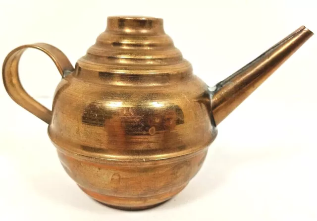 Vintage Brass Metal Tea Kettle Teapot Coffee Pot Genie Lamp Mini Dollhouse Size