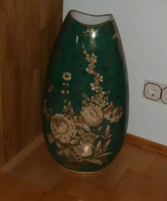 ""Rosenthal Vase Floorvase Bodenvase XXL 8 kg schwer Goldrausch Mutze 63 cm TOLL