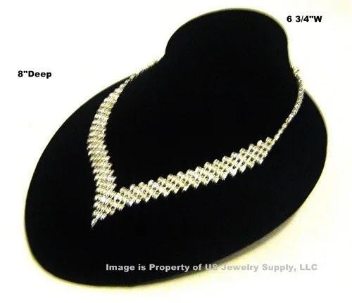 New Black Low Profile Lay Down Necklace Bust Display 6 3/4"W x 8"D x 3 1/2"H