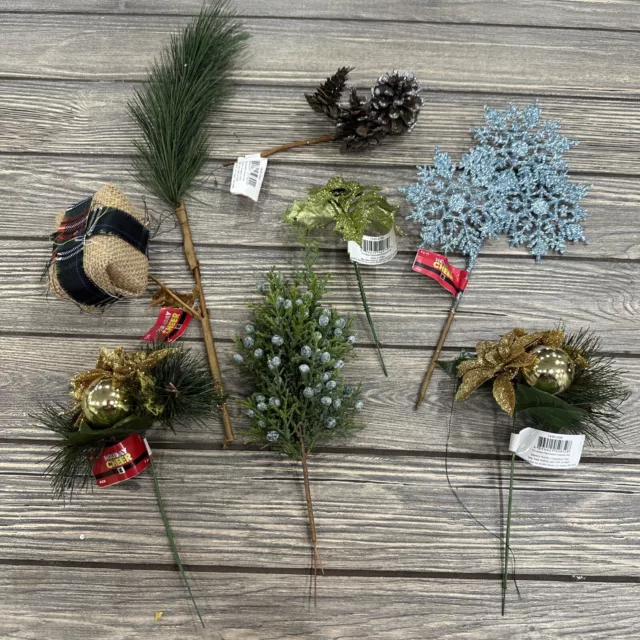Holiday Cheer Lot Of 7 Picks Great For Floral Arranging Wreath Decorating B