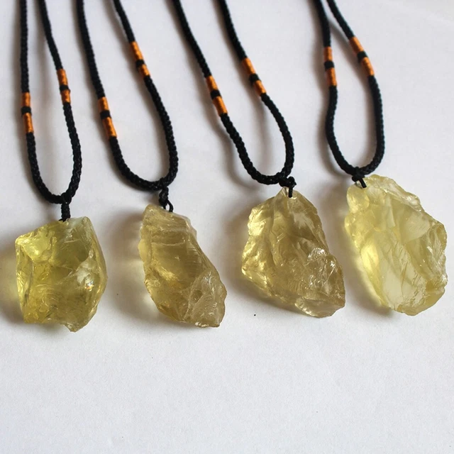 Natural Citrine Quartz Crystal Pendant Chakra Healing Gemstone Necklace Yoga