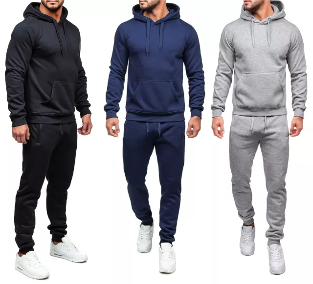 Tuta uomo completa maglia con pantaloni Training Fitness in cotone con cappuccio