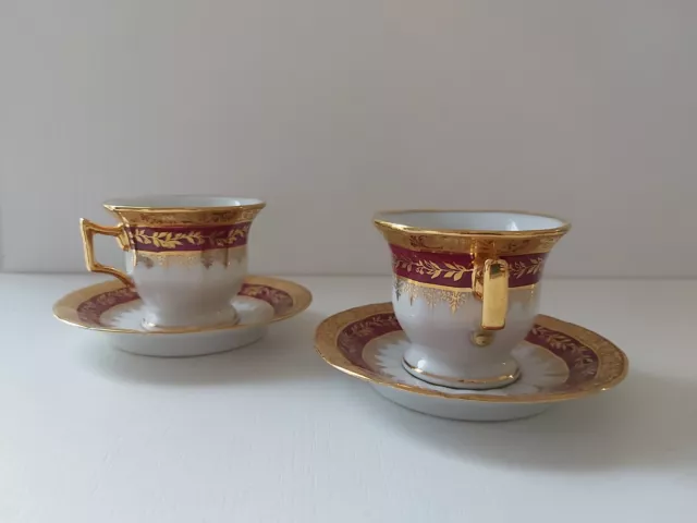 Lot de 2 tasses à café avec soucoupes en porcelaine Limoges DESCRIPTION A LIRE