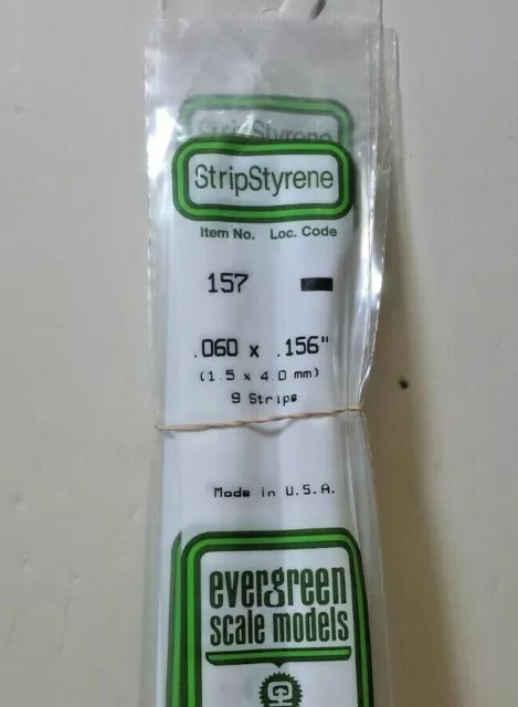 Styrene Strips .060" x .156"   Pack of 10   Evergreen Scale Models Plastic 157