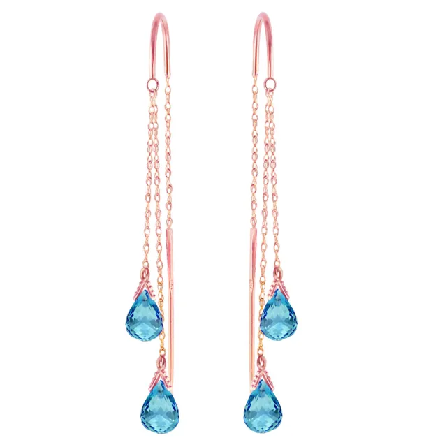 2.5 Carat 14K Solid Rose Gold Dangle Chandelier Earrings w/ Blue Topaz Gemstone