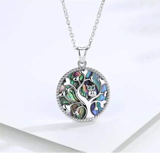 925 Sterling silver tree of life necklace pendant, Owl Jewellery, Mystical Gifts