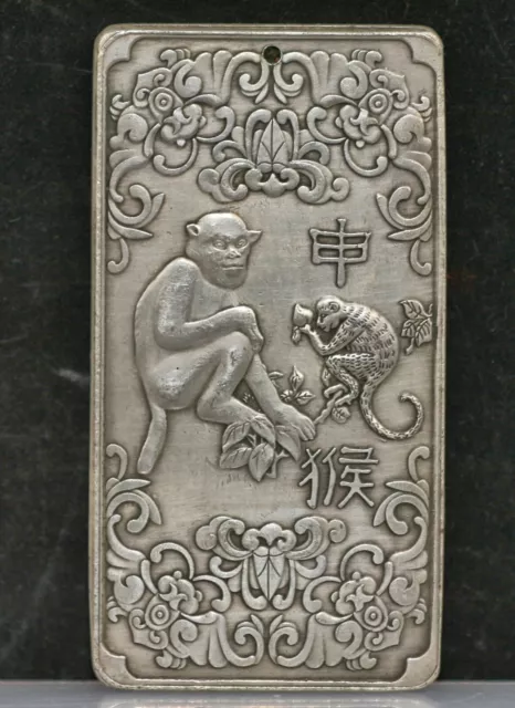 Well Crafted Vintage Chinese Silver Alloy Zodiac Pendant Plaque